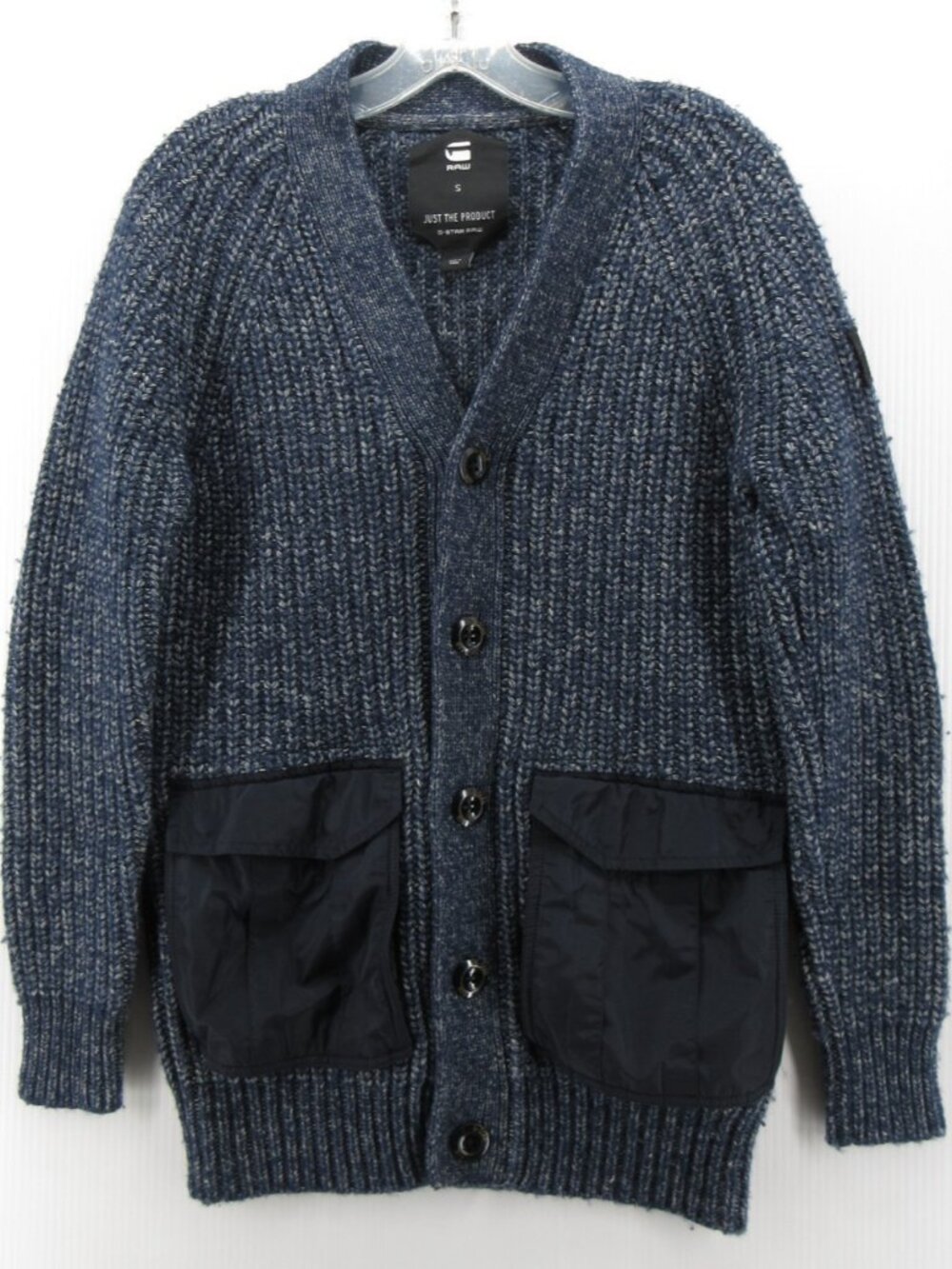 G Star Raw Sweater Small Wool Blend Cardigan Ribbed Chunky Heavy Thick